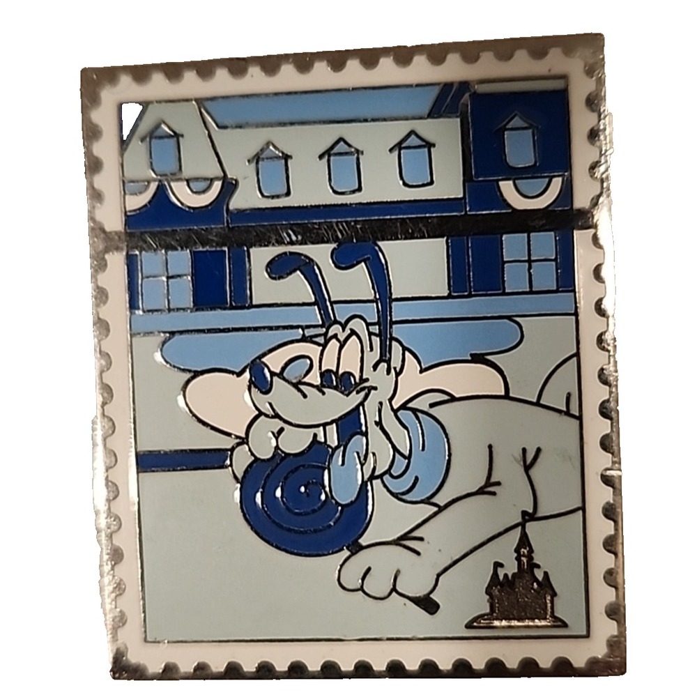Disney Pin Pluto CHASER Trading Stamp Collection Castle Blue Monotone 82751